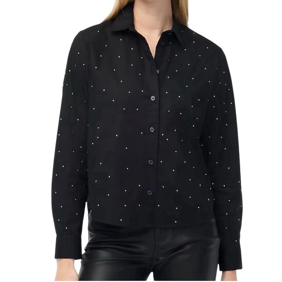 J. Crew - NWT Rhinestone Modern Button Up Blouse Top Sz L - Picture 1 of 7
